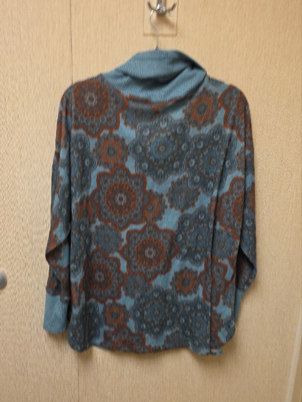 Ruby Rd. Teal Ribbed Cowl Neck Sweater - Picture 5 of 9